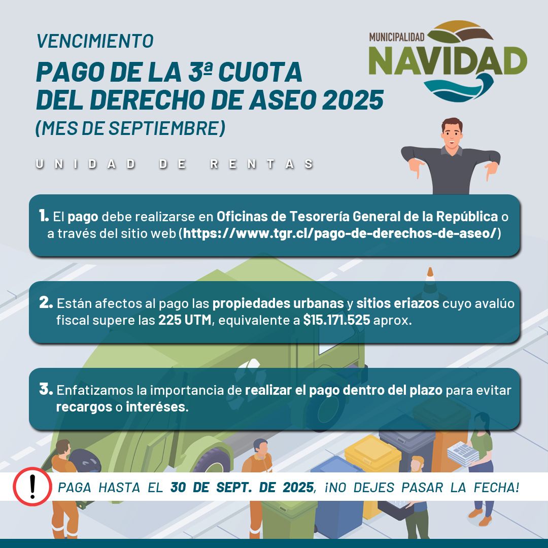 Pago de la 3ª Cuota del Derecho de Aseo 2025